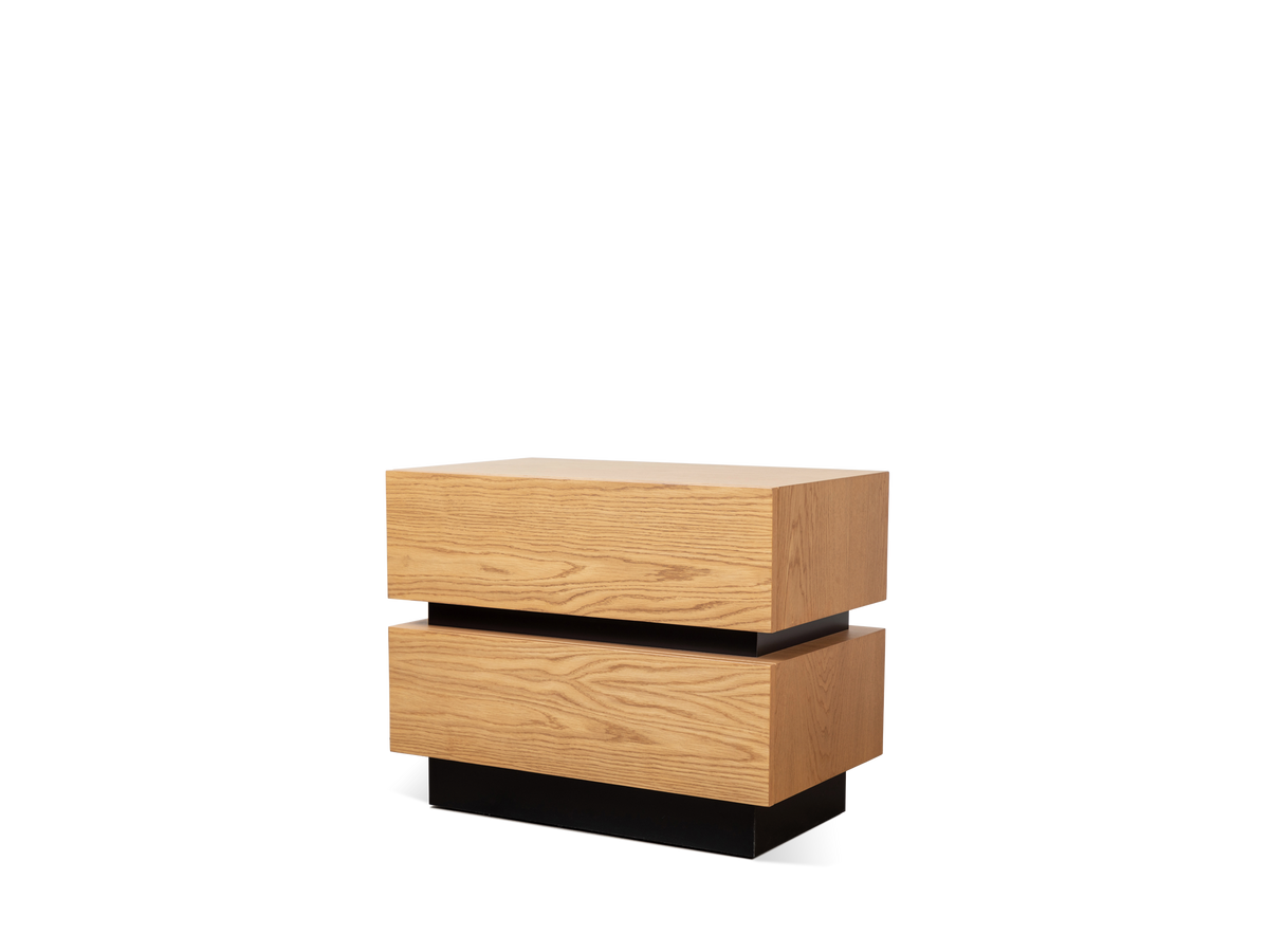 Stacked Box Nightstand with Metal Inset