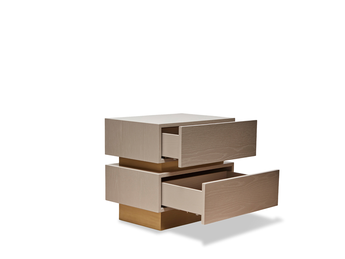 Stacked Box Nightstand with Metal Inset
